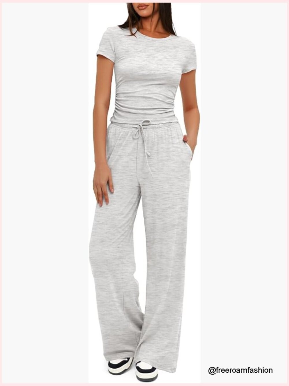 Short Sleeve Lounge Set Two Piece Matching Outfit Pajama Sleepwear